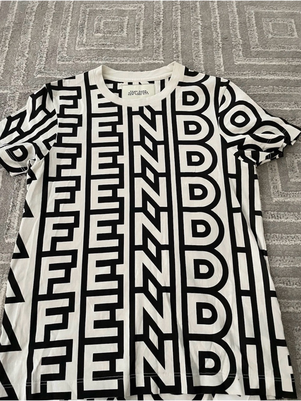 Fendi Black & White All-Over Logo Tee